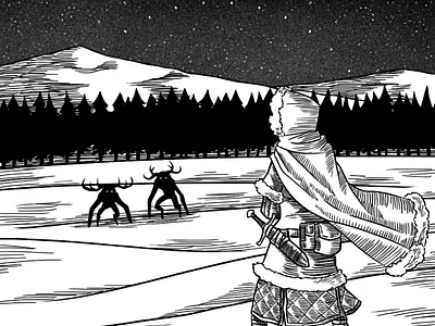 Snowers blackandwhite bnw character characterdesign creature dark digital illustration lineart monster monsters night snow