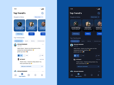 Social media app design typography ui ui ux uidesign uiux