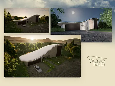 Wave house 3d graphic design