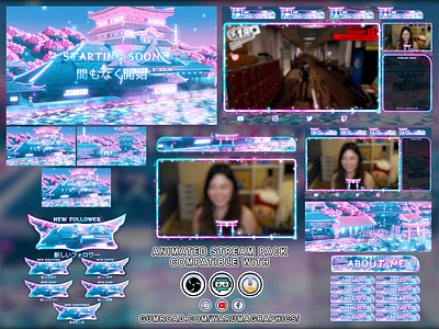 Pastel Japan Twitch Ovelay Pack | Japanese Stream Graphics 3d animation design graphic design motion graphics streamgraphics twitch twitchgraphics