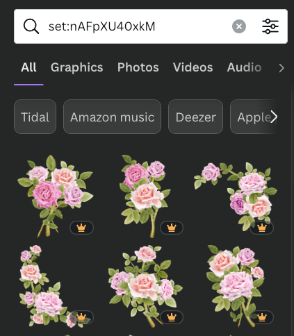 Floral rose branches collection elements illustration crown