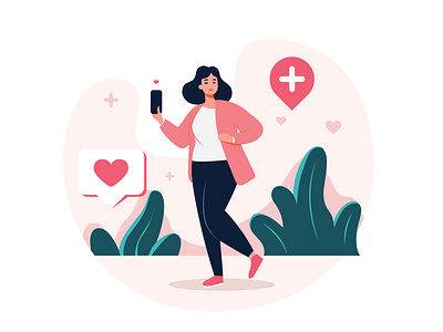 Empowering Women through Positive Influence and good Health cyberbullying flat design flat illustration healthy choices healthy living illustration influencers life inspire minimalist online activity online persona women empowerment