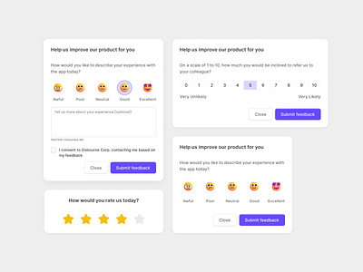 WDS :: Feedback Modal card component daily ui dailyui design system dialog dialogue feedback figma light theme modal nps popup ratings score ui ux wds wholesome wholesome design system