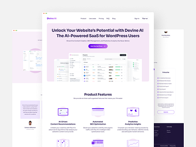 Devine AI Saas Landing Page Design ai landing page ai website b2b landing page landing page landing page design landing page ui product design saas landing page saas product saas website sass ai service website ui ui design user experience ux design websitedesign wordpress landing page wordpress theme wordpress ui