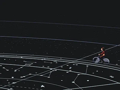 The Cosmic Cycle astronaut bike cycling illustration illustrator nasa space stars vector
