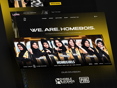 HomeBois Esports - Landing Page Concept dark design esports games gaming home page landing page modern news team rosters ui ux video game