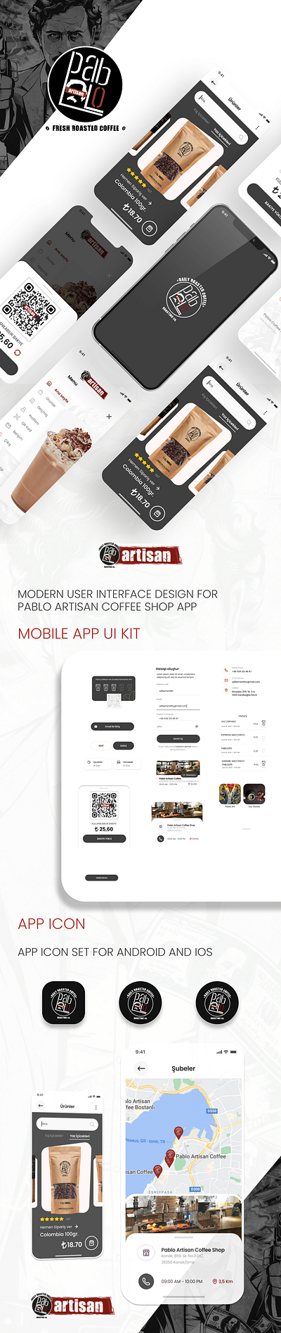 Pablo Artisan Coffee - App design figma graphic design illustration typography ui ux vector