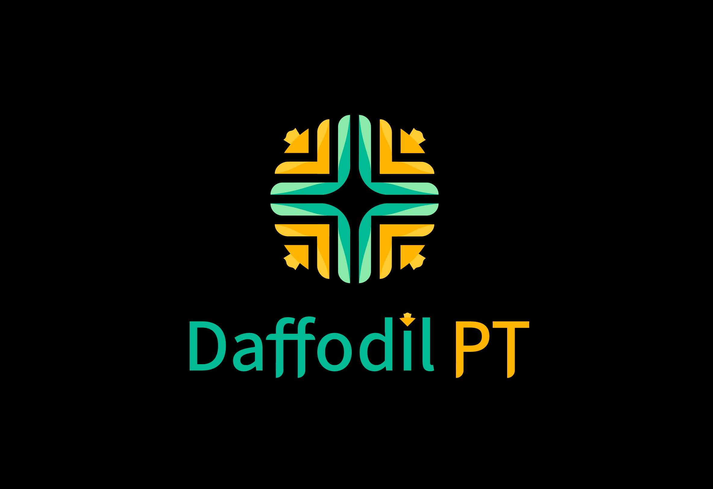 Daffodil Physical Therapy Logo branding daffodil empowered flow flower graphic design green growth hope logo medical movement nature new beginning physical therapy restoration thriving yellow