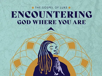 Luke Sermon Series blue branding compass god gospel graphic design illustration logo luke map praying sermon series stain glass