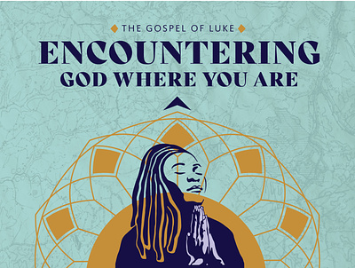 Luke Sermon Series blue branding compass god gospel graphic design illustration logo luke map praying sermon series stain glass