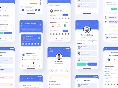 Social Sports App UI blue design mobile social sport ui