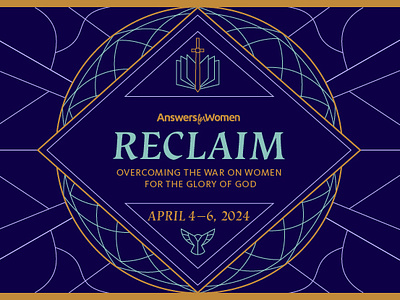 Reclaim Conference Brand bible conference dove graphic design logo overcoming reclaim rose window stain glass sword truth war