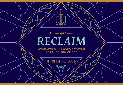 Reclaim Conference Brand bible conference dove graphic design logo overcoming reclaim rose window stain glass sword truth war