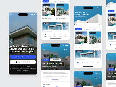 Luxville - Real Estate App 🏡 active maintence app card clean detail villa leasing maintance status minimalist mobile app place offer product app property management re schedule real estate rent renting saas tenants ui villa