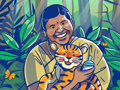 Savitraiamma animalrescue bannerghatta cat illustration national park satishgangaiah tiger vector zoo