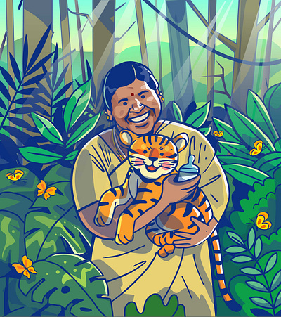 Savitraiamma animalrescue bannerghatta cat illustration national park satishgangaiah tiger vector zoo