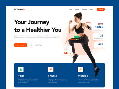 Fitness Landing Page clean designer exercise health hero header landing page layout minimal product design sport ui ui design ui element web web design yoga