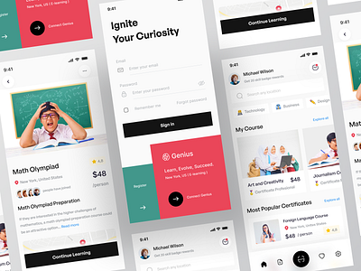 E-Course Mobile - Sinau app design application course coursera e learn ecourse education app elearning ios learning online online class online course online learning student study app udemy ui ui design uiux