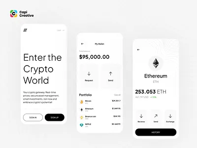 Crypto App - Minimal Design Style app app design crypto app crypto app design design minimal design minimal style mobile mobile app mobile app design ui uidesign uiux