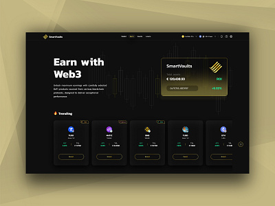 Smart Vaults & Loans Concept Staking Web3 App UI UX Dashboard blockchain crypto crypto loans crypto staking crypto vault dashboard defi extej finance fintech investing app investment loans protocol saas staking ui ux web app web design web3