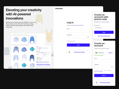 Jelli.Studio - Fashion AI Range Mapping Tool ai branding design process design thinking digitaldesign fashionai login prmocode product design signup ux webapp