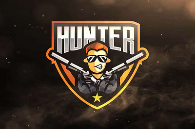 Hunter Sport and Esports Logo design esport game gaming graphic graphic design gun hunter illustration logo logos sport team team game templates