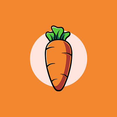 Simple Carrot Icon Cartoon Illustration vegetarian