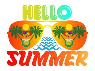 Hello Summer Illustration T-shirt Design calligraphic design graphic design graphics t shirt design illustration t shirt t shirt design typography typography t shirt design