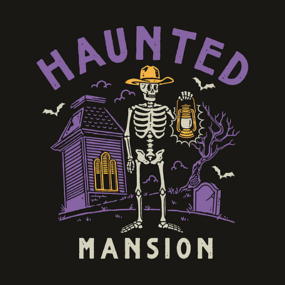 Haunted Mansion branding design illustration logo vector