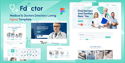 Fdoctor Medical & Doctors Directory Listing Figma Template animation business corporate creative design ecommerce fashion graphic design illustration logo marketing modern motion graphics ui