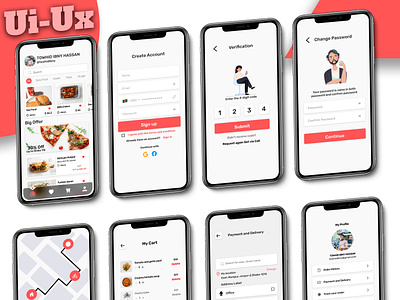 Foodie App - Mobile Ui Design - Ui-Ux app design design figma food app graphic design mobile app mobile ui mobile ui design screen design ui uidesign uiux ux design