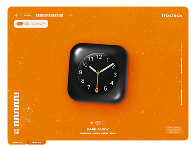 Frosted. Icons - 024 - Apple Dark Clock 3d 3d effect android apple black clock cube dark design figma glass glassmophism glow icon icon pack illustration ios logo mac neumoprhism