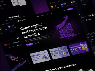 AscendEX - Cryptocurrency landing page Website Redesign ascendex blockchain blockchain landing page crypto crypto landing page crypto platfrom cryptocurrency defi dex digital currency homepage landing page stake token trade uiux web design web3 webpage website