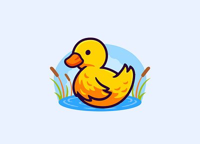 Swimming duck cartoon mascot character illustration cartoon character cute design duck illustration mascot swim swiming vector