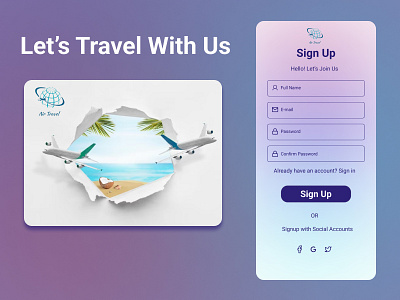 Signup Screen branding daily ui design daily ui design challenge design design challenge illustration signup screen travel app typography ui ux