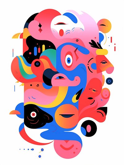Colorful cartoon face dall e graphic design