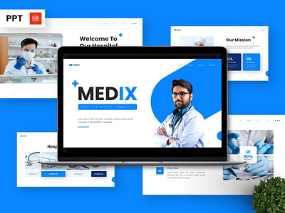 Medix - Powerpoint Templates blue healthcare portfolio powerpoint slide template