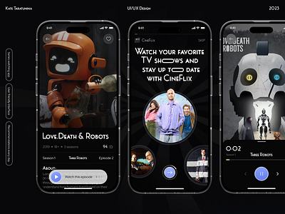 CineFlix - your personal series assistant in mobile app after effect animation app figma mobile mobile app motion design player tv show ui ui design