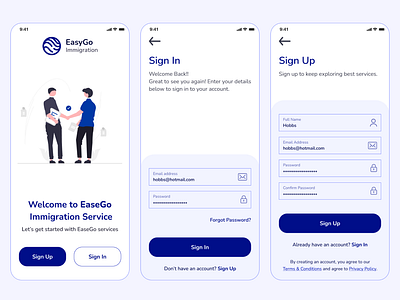 EasyGo Immigration Mobile App Design: iOS Android UX UI Designer mobile app ui uiux ux