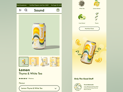 Sound - Product Page Redesigned beverage d2c design drink minimal product page redesigned shopify ui ui ux ui design user interface ux