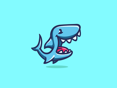 Funny Shark Logo animal brand branding cute fish for sale logo mark mascot nagual design shark