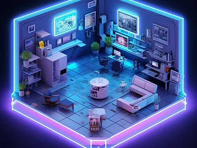 【申焯柏ai設計作品】Isometric Room v2 ai ai art design graphic design illustration midjourney 申焯栢
