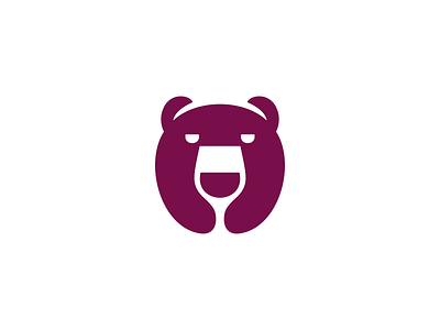 Wine Bear Logo animal bear brand branding for sale glass logo mark nagual design wine