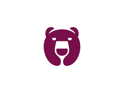 Wine Bear Logo animal bear brand branding for sale glass logo mark nagual design wine