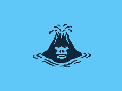 Volcano Ape Logo animal ape brand branding for sale gorilla illustration island logo mark nagual design ocean sport volcano