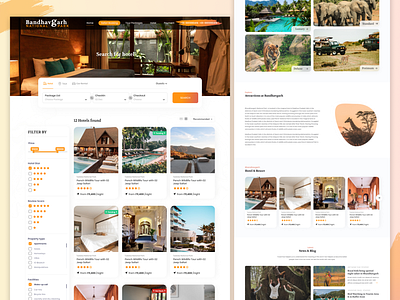 Wildlife & Hotel Listing Page adventure branding cleandesign jungle safari landing page nature tourism travel traveling trip ui uidesign uiux web design wild wild safari wildlife