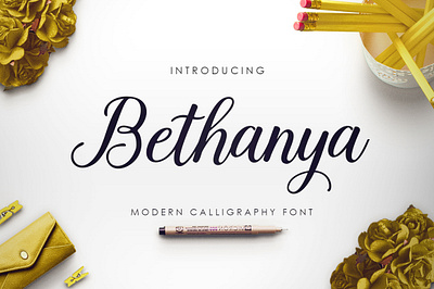 Bethanya Script Font branding cover design fonts invitation logo magazines modern script typography wedding