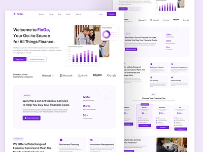 FinGo - Financial Services to Achieve Your Financial Goals banking finance invest investment landing page ui ui design ux ux design website