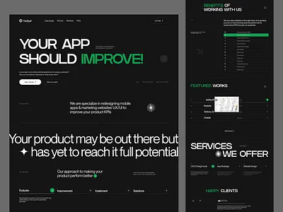 Hadiyat awwwards bold clean clean ui dark design agency growth header homepage interaction landing page layout minimal modern oversize product design typography ui ux web design