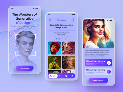 AI Generative Mobile App 3d animation ai ai generative ai generator tool ai mobile app ai powered design platform ai powered pattern generator ai robot ai service langing page android mobile app artificial intelligence digital image generator ios mobile app mobile app technology uiux web3